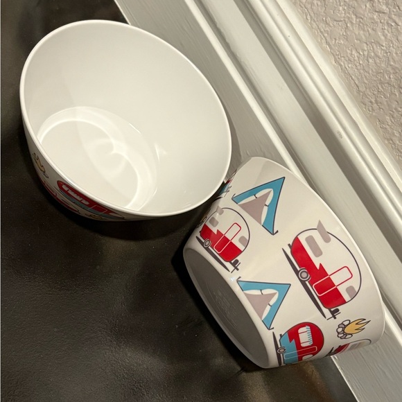 Zak! Design Melamine Camping Bowls Tent Bonfire Logs Airstream set of 2 - Picture 4 of 8